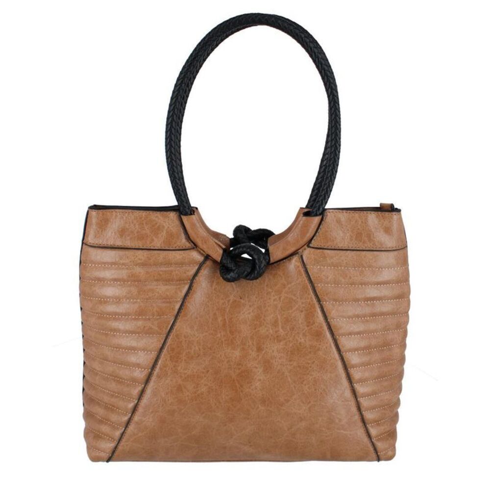 CTM Women's Textured Synthetic Leather Tote Handbag with Handle